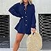 Button Down Short Sets Women 2 Piece Outfits Women's 2 Piece Tracksuit Outfit Long Sleeve Blouse High Waisted Drawstring Shorts Loungewear Set Oversized Fall Comfy Drawstring Shorts with Pockets