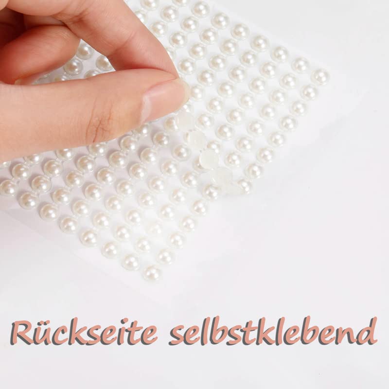 FEMBW Selbstklebende Glitzersteine & Halbperlen – 973 Stück In 4 Größen (3-6mm) Für Nageldesign, Face-Art, Basteln (Silber)
