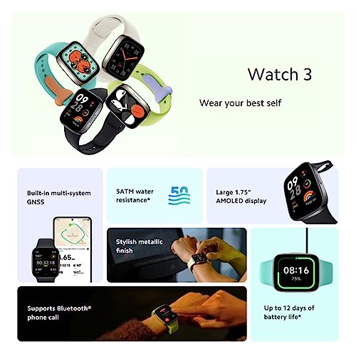 BEYSG Smartwatches Global Version Watch 3 Smart Watch 1.75" AMOLED-scherm 12 dagen levensduur batterij GPS SmartWatch 5ATM (kleur: zwart n wit GL-01) - Afbeelding 4