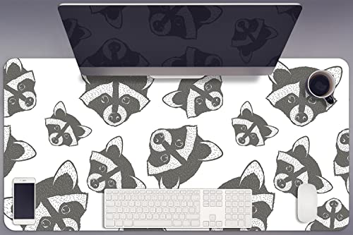Tapis de souris imperméable et antidérapant en PVC motif raton laveur 45x90 cm