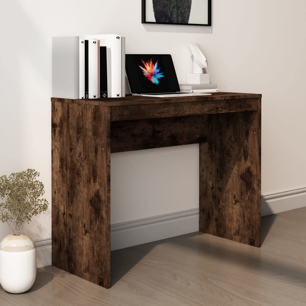vidaXL Bureau Bureau d'Ordinateur Bureau d'Étude Poste de Travail Bureau Informatique Intérieur Chêne Fumé 90x40x72 cm Bois d'Ingénierie
