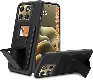 Compatible for Moto Edge 2026 Phone Case with Card Holder/Slots | Functional Folding Kickstand/Stand Wallet Shockproof Protective Cover Case for Moto edge 2026 - Black