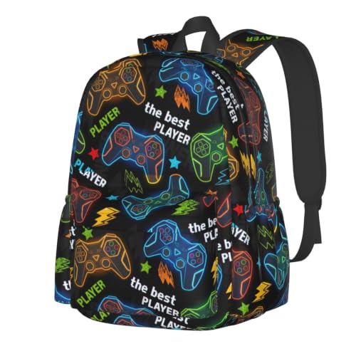 Jbofyee Mochila para laptop com controle de videogame para homens e mulheres, mochila leve para jogos, viagens de negócios, trilhas