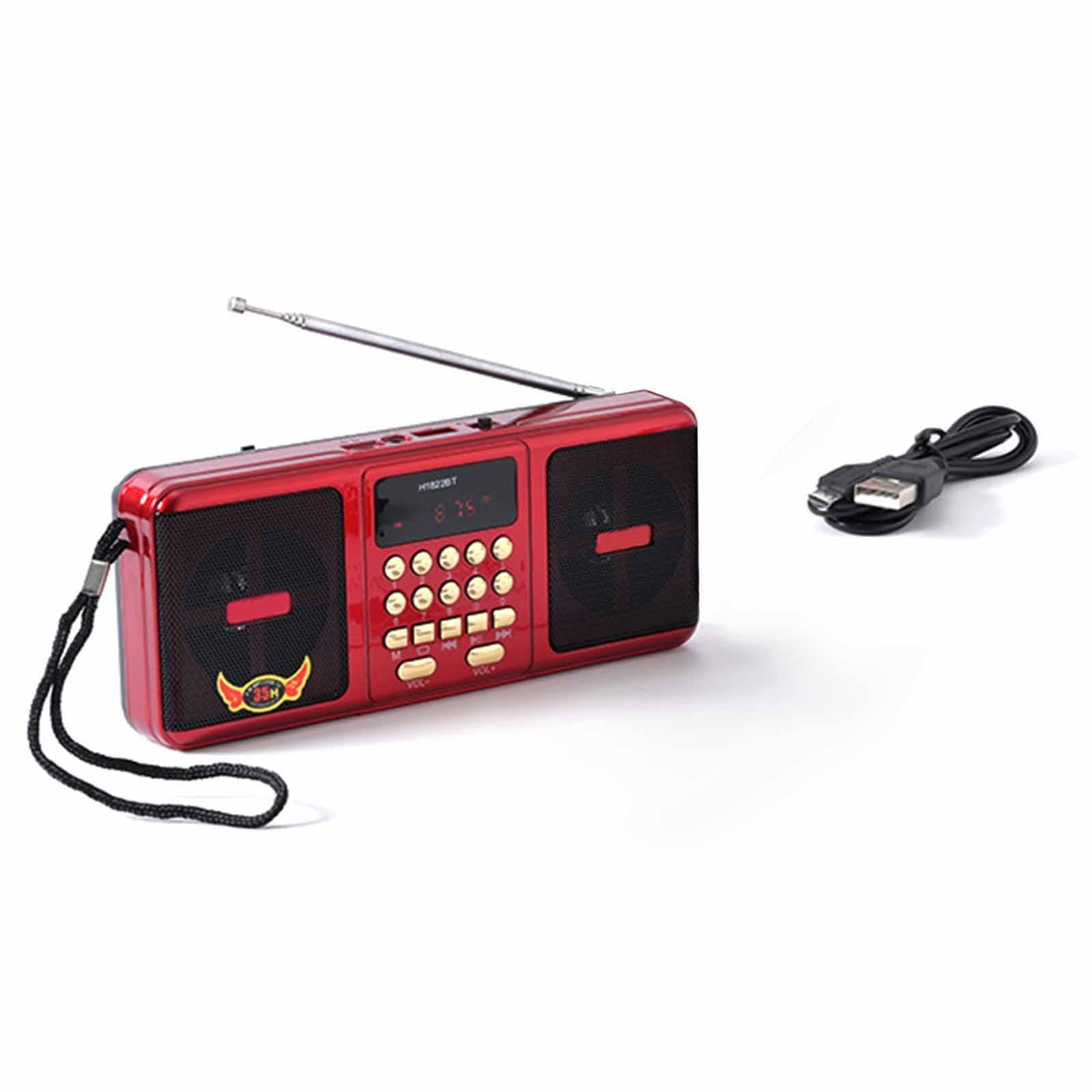 predolo Radio portátil, Ligera, Compatible con Tarjeta TF y USB Recargable con Altavoz, compacta para Correr y Caminar al Libre, Rojo