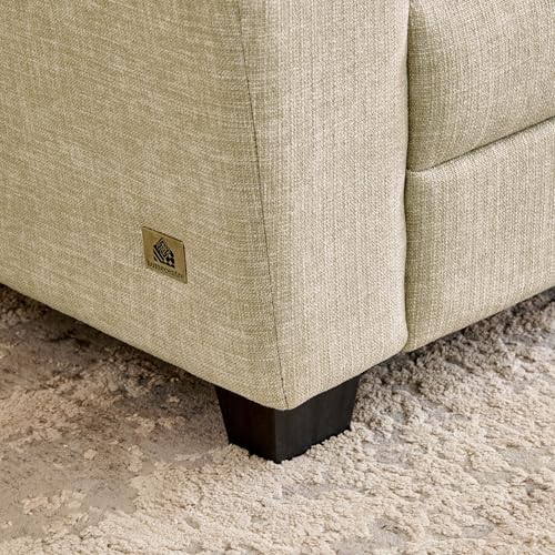 Image of Home Centre | Mojo | Fabric|Solid Wood | 3 Seater Sofas | Beige | 1 Year Warranty