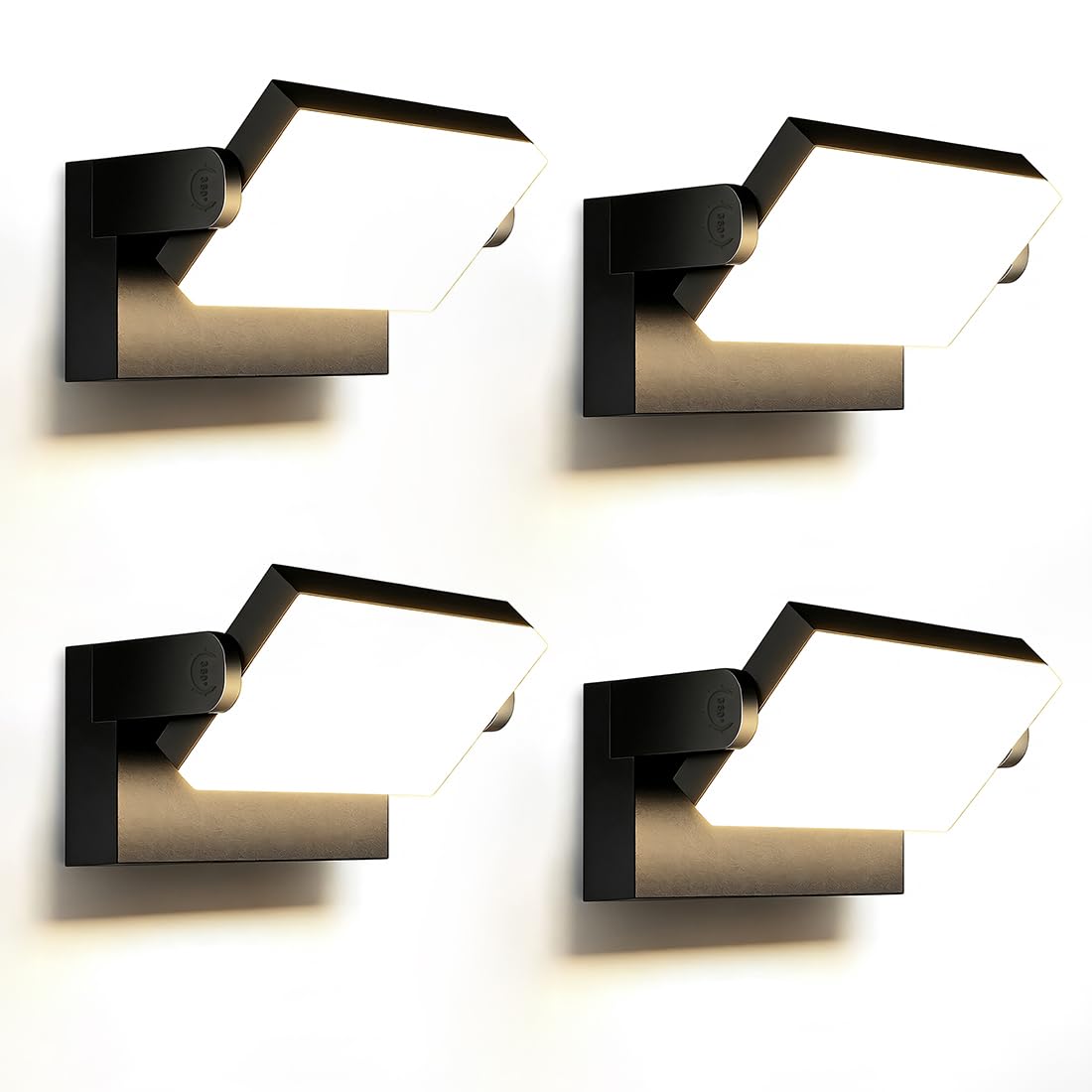 ledmo 4 Pezzi LED Applique da Esterno 60W 5000 lm, 360° Orie