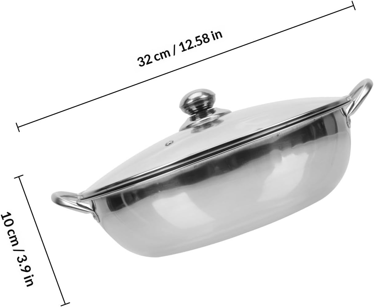 Stainless Steel Hot Pot with Divider and Anti-scalding Handle, Suitable for Stoves, Divided Pot for Home Kitchen Cooking and Restaurant Soup