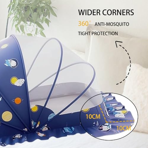 Image of Mosquiteros para Cunas De Bebes,Portable Folding Mosquito Net for Stroller,Breathable Foldable Cots Bottomless Crib Net Sun Shelter,(Blue, 47 inchx24 inchx26 inch)