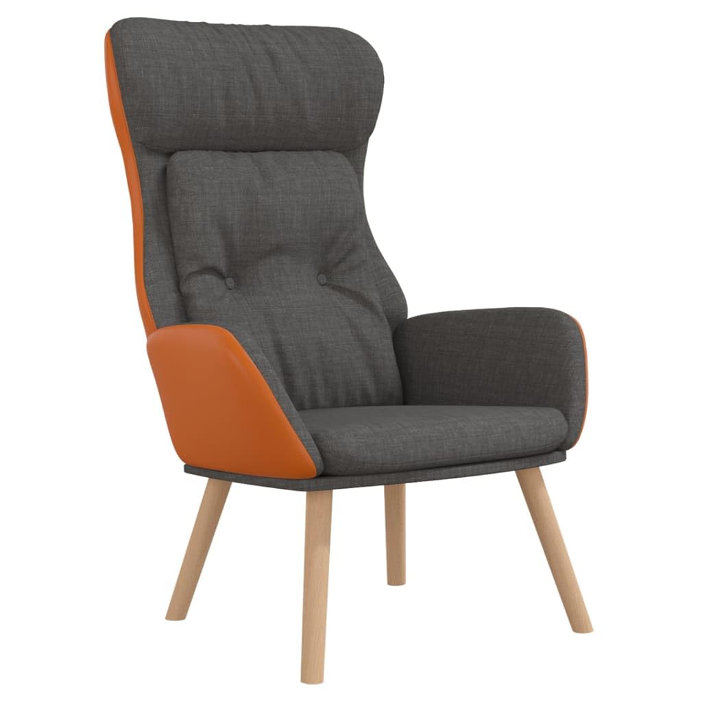 Poltrona relax imbottita spessa con tessuto e rivestimento in PVC, telaio in metallo e gambe in legno di gomma per un comfort stabile in soggiorno