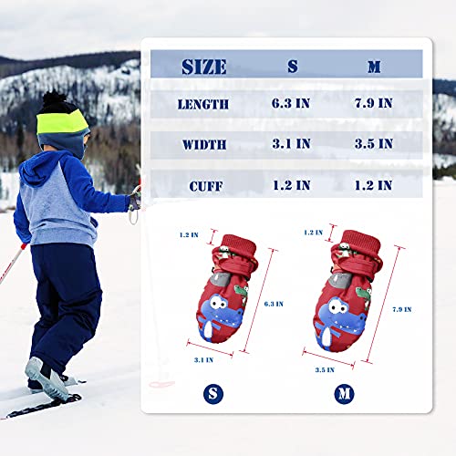 American Trends Toddler Winter Mittens Waterproof Boy Ski Gloves Warm Fleece Snow Mitten For Baby Boy Girl Cold Weather Navy Green S(Fits 2-4 Years) #TOP6