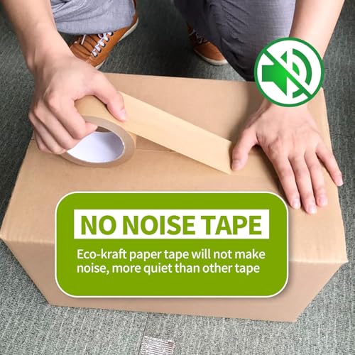 Image of SECUREMENT Paper Tape Plain Biodegradable Green Recyclable Craft Tape (50 mtr length) (3 inch INCH, 6 Tape Rolls)