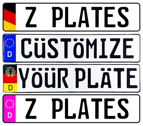 Custom German License Plate - Customizable Euro Plate, Personalized, Embossed Aluminum European License Plates by Z Plates (Custom Plate)