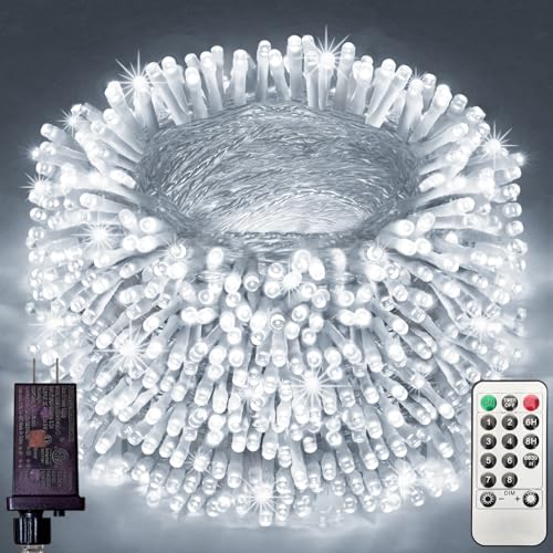 FLVOECN 410Ft 1200LED Christmas Lights Outdoor Decorations 8 Modes & Memory Timer Christmas Lights with Remote Plug in Waterproof Fairy String Lights for Xmas Wedding Party Holiday Decor(Cool White) FLVOECN 410Ft 1200LED Christmas Lights Outdoor Decorations 8 Modes & Memory Timer Christmas Lights with Remote Plug in Waterproof Fairy String Lights for Xmas Wedding Party Holiday Decor(Cool White)