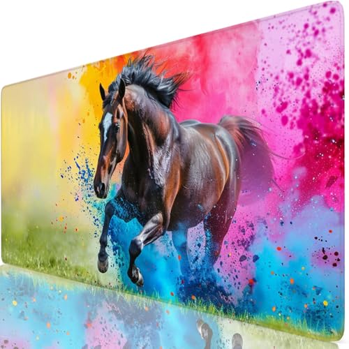 Tapis de Souris XXL 120x60cm, Couleur Tapis de Souris Gaming, sous Main Bureau Gaming Cheval Mouse Pad avec Coutures sur Les Bords, Antidérapant Mouse Pad Accessoire Bureau pour Gamer, Maison Y8-76