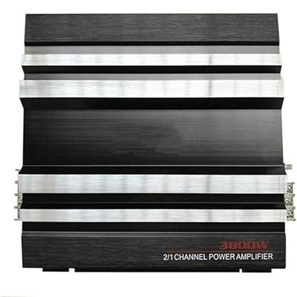 Amplificador de Audio Coche 4 Ohm 3800W Super Bass Subwoofer Estéreo, 20HZ-20khz Canal de Alta Potencia Metal Shell