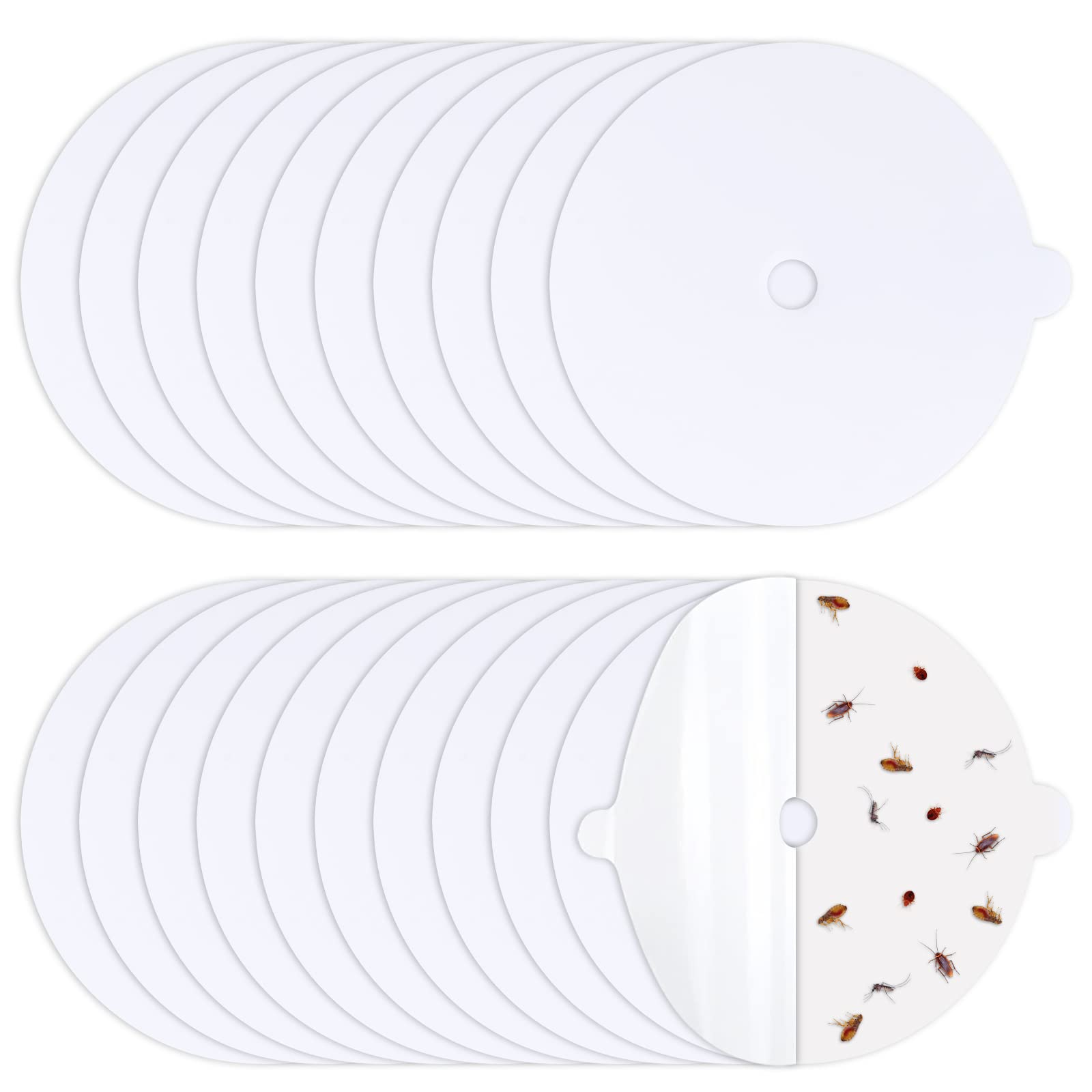 GameXcel 20 Pack Flea Trap Refill Discs Refillable Sticky Glue Boards, 5.4 Inch Non-Toxic Fly Trap Sticky Discs Refill Fits Most Dome Flea Bed Bug Traps for Inside Your Home