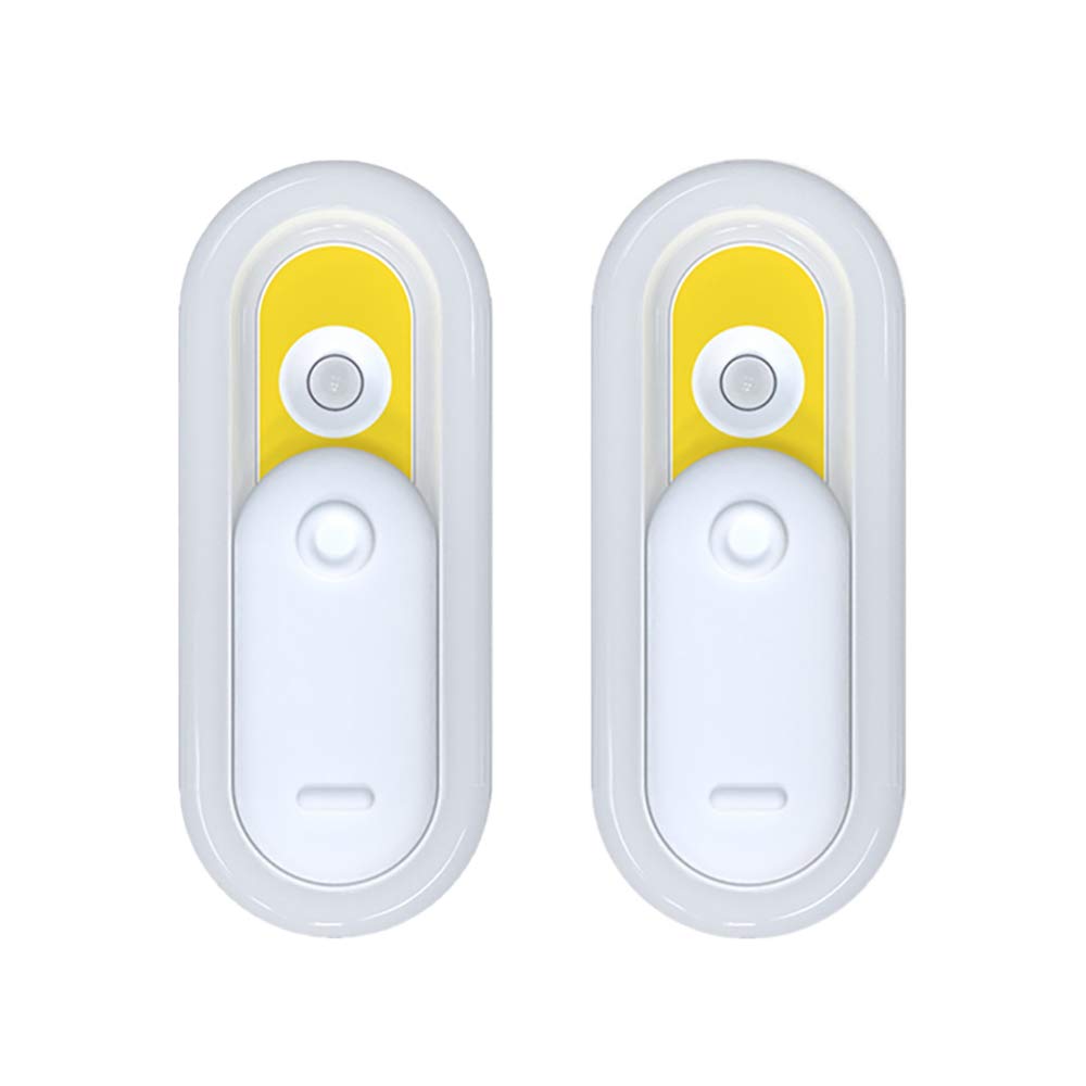 La luz del sensor, Armario de luz, LED portátil ligero de la noche, dos modos, USB recarga, interruptor deslizante magnético, Escalera, pasillo, baño, armario, dormitorio, cocina Pack de 2,Amarillo