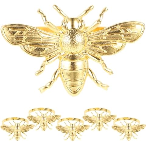 LIFKOME Gold Bee Napkin Rings Set Cover