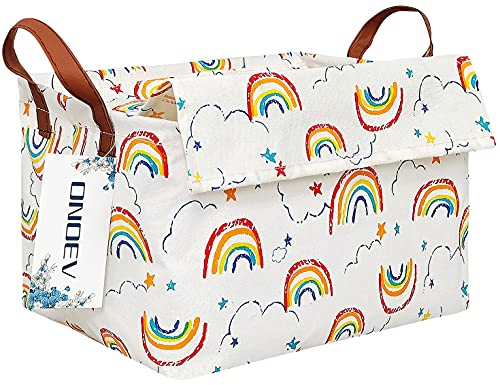 Image of Rectangular Rainbow Storage Basket for Kids with Lid
