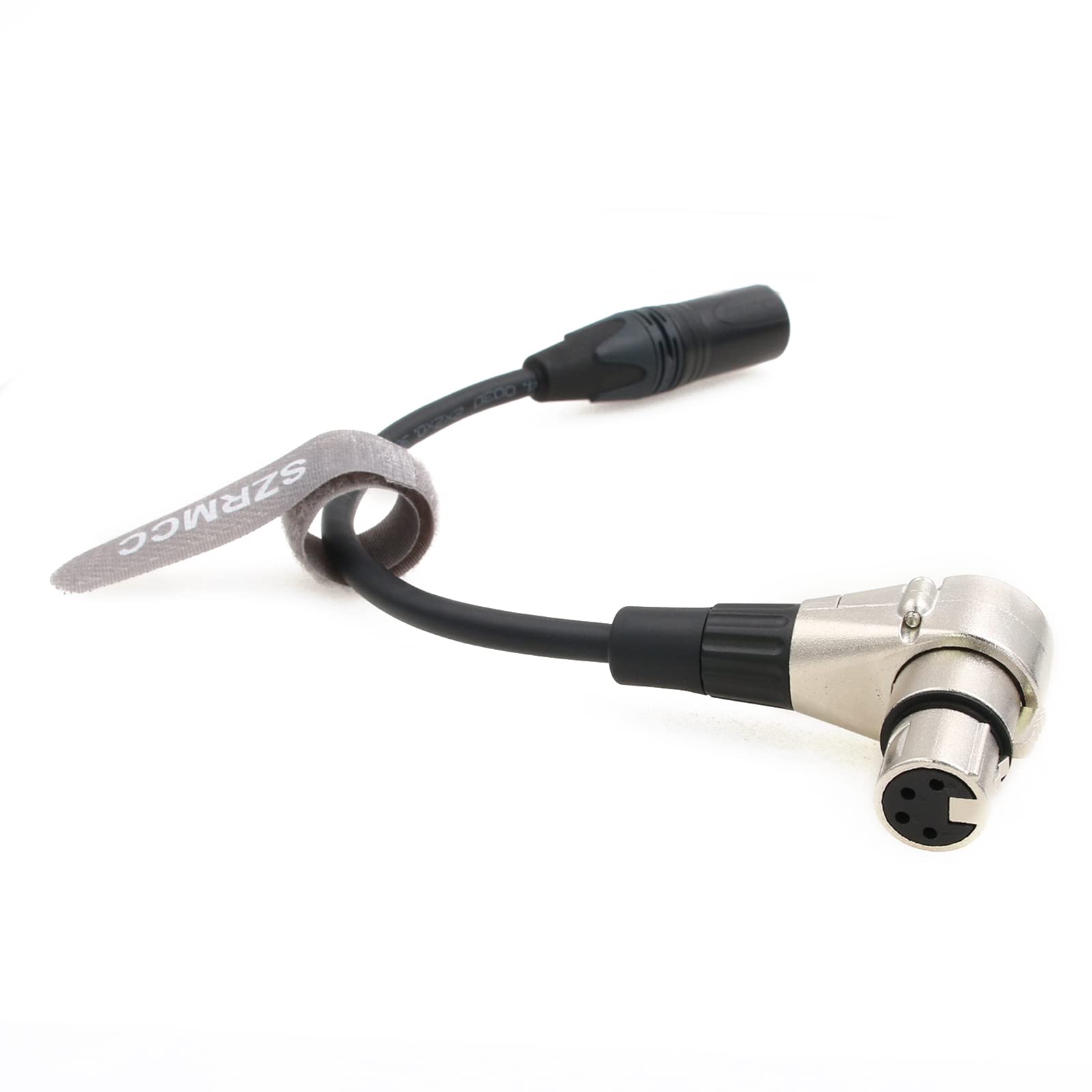 SZRMCC Right Angle XLR 4 Pin Female to XLR 4 Pin Male Original Power Extension Cable for Sony F55/ SXS DSLR ARRI Alexa Camera Practilite 602 TVlogic Monitor