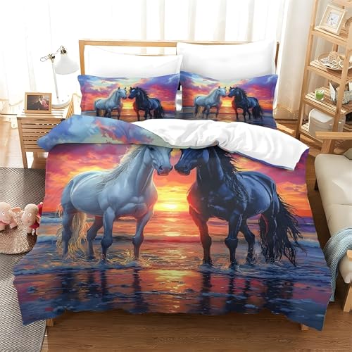 Housse couette 200x200 cheval le cadeau idéal pour passionnés d'équitation et de nature