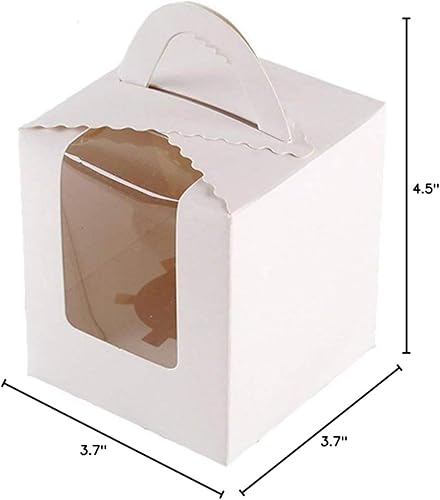 Vista 8 de Cajas de regalo con ventana transparente para magdalena o cupcake, para bodas 25P-mango-blanco