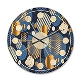 DesignQ Orologio da parete in legno moderno con motivo geometrico XI' con motivo astratto circolare