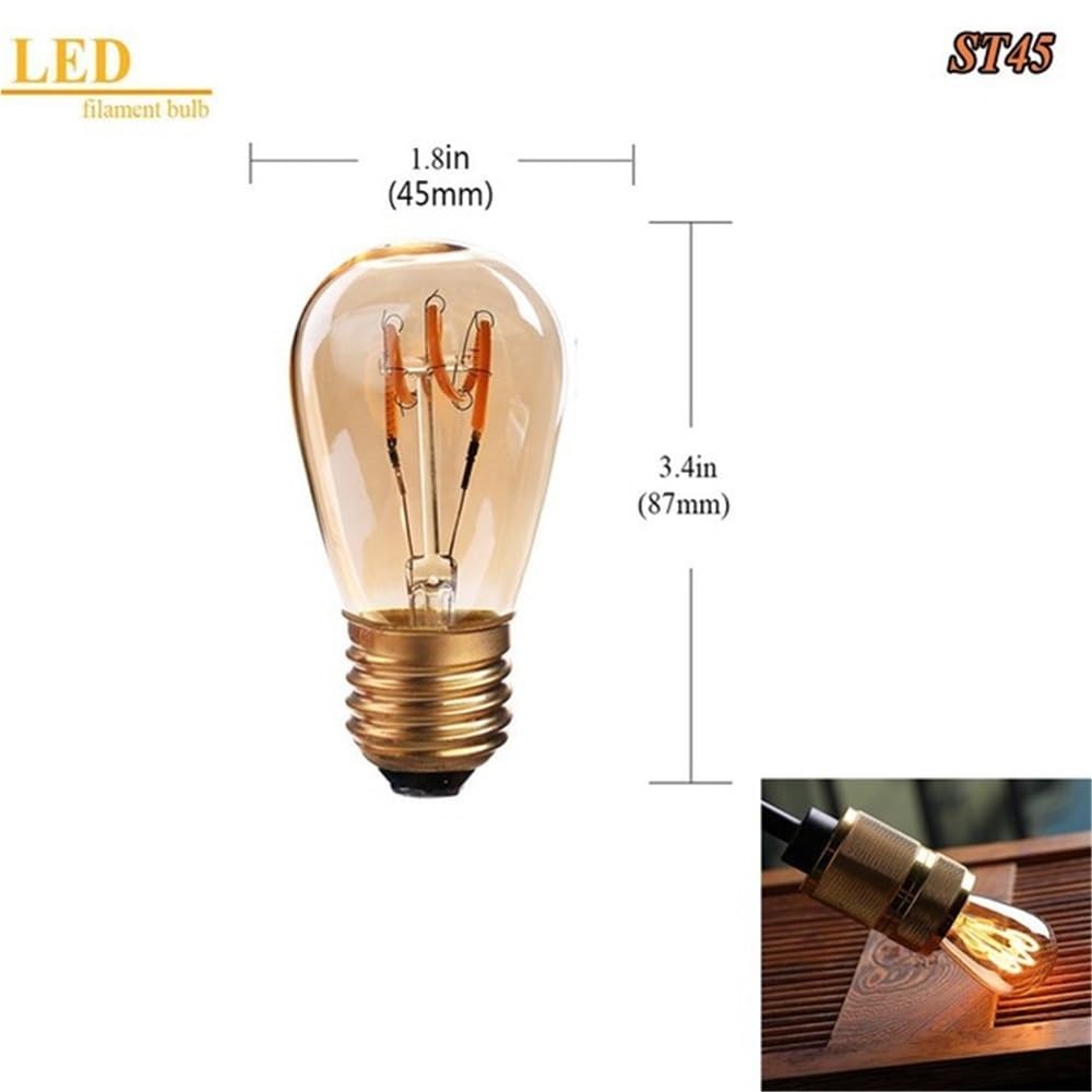 YSJX lighting, Paquete de 20 bombillas LED esféricas AC220V E27 3 W S14/ST45/T45 amarillo cálido 2200 K luz flexible fuente de luz decorativa retro Bombillas para el hogar(G45 3W)