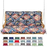 NANGELRN Porch Swing Cushion with Backrest,Waterproof Bench Cushion for Outdoor Furniture,2-3 Seater Replacement Thickened Swing Cushion with Ties,Patio,Outdoor,Backyard and Garden (Bohemian,40x40)
