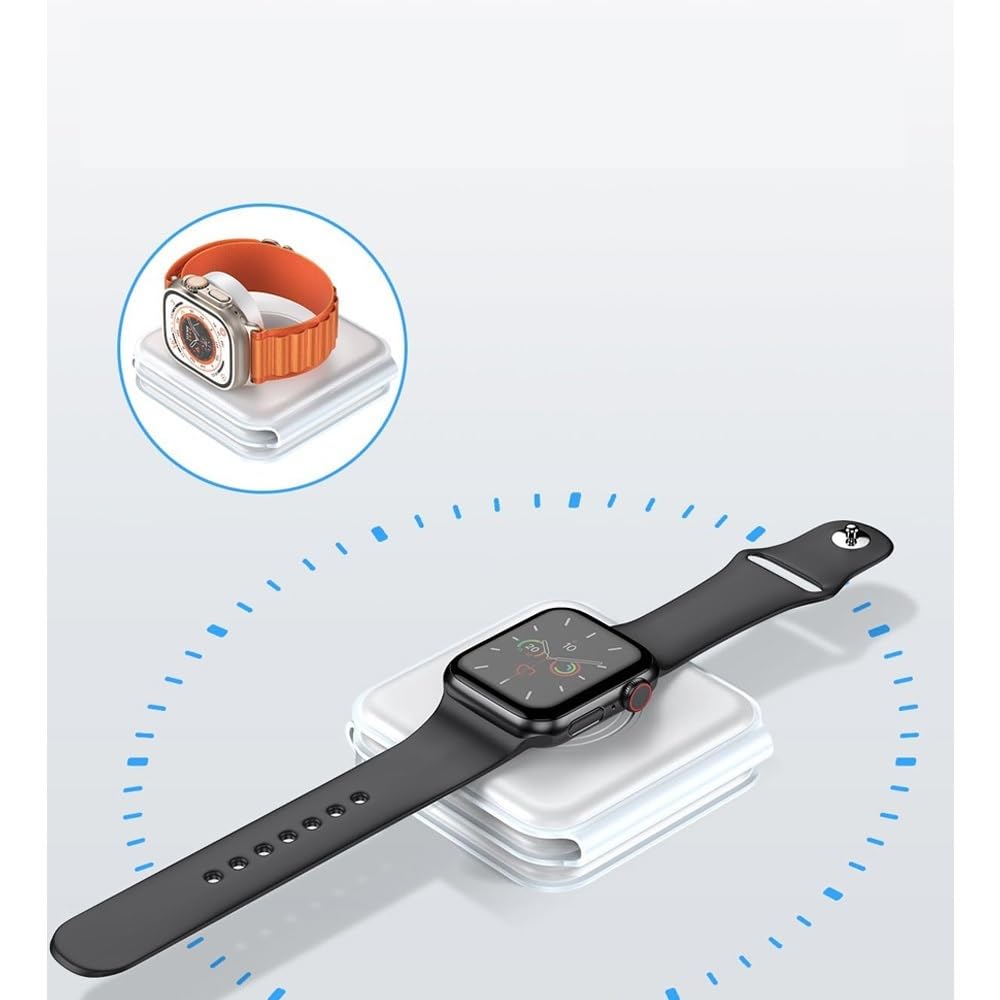 Station d'accueil de charge sans fil pliable 3 en 1 pour téléphone 15, 14, 13, 12Pro Max, iWatch - Station d'accueil de charge rapide sans fil (blanc avec câble)