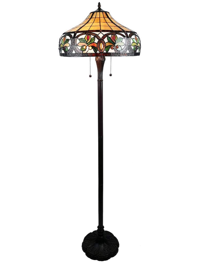 Serena D Italia Sunrise Tiffany Style Floor Lamp Elegant Standing Lamp Stained Glass Floor Lamps With Double Pull Chain Amazon Com