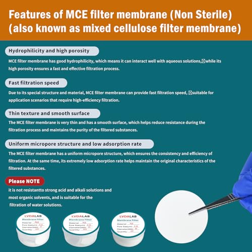 Image of 200Pcs /Pack MCE Membrane Filters, Round Mixed Cellulose Esters Lab Filter Paper, Hydrophilic Filter Paper 0.45m Pore Size, 25mm Diameter,Non Sterile