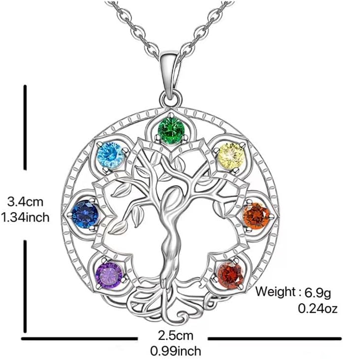 Yocoyee Seven Chakra Yoga Necklace for Women Tree of Life Pendant Balance Lucky Necklace - Image 4