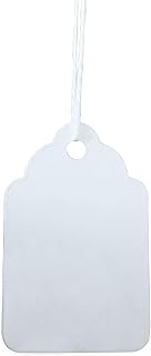 Swift Strung Tags White Card Clothing Parcel Label String Hanging Gift Swing Tickets Kraft Hang Price Labelling 37mm x 24mm (Pack of 100)