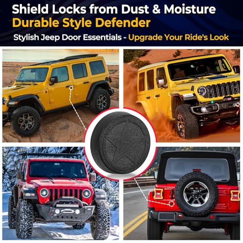 Image of CALBEAU Strong Magnet Keyhole Covers Compatible with 2018-2026 Jeep Wrangler JL and Gladiator JT Front Door, Door Lock Covers for Keyhole Protection (Star)
