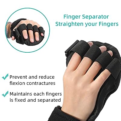 Fanwer Stroke Resting Hand Splint - Night Immobilizer Wrist Finger Brace for Flexion Contractures, Functional 5 Finger Stabilizer Wrap - for Muscle Atrophy Rehab, Arthritis, Tendonitis (Right, Large)