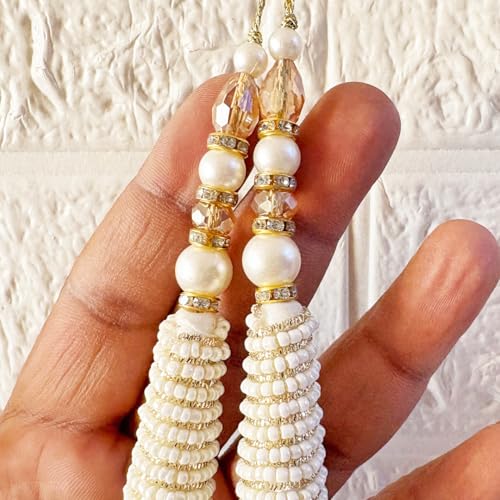 Image of Adikala Craft Store Handmade Ethnic Latkan Tassel Set of 2 for Saree Pallu, Blouse, Suits, Dupatta, Lehenga Decor (French Wire Cone)