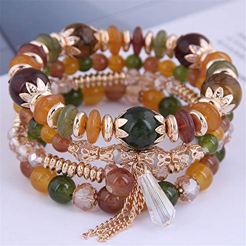 Nsls 5 Sets Boho Bracelets Bangle For Women Multilayer Stackable Sparkly Crystal Beaded Stretch Bracelets Set For Teen Girls Bead Pulsera Jewelry Set (Aa) #TOP4