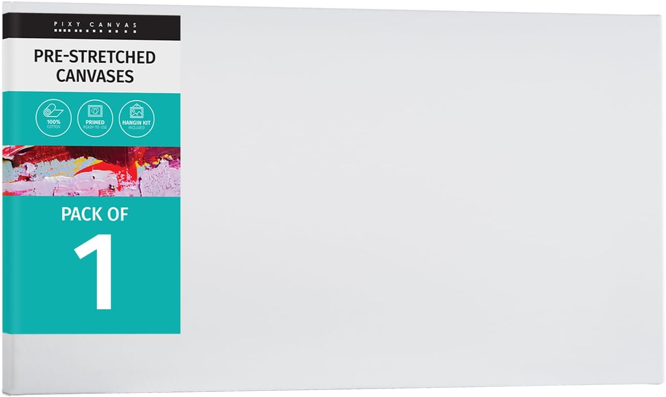 PIXY CANVAS Value Pack of 1 Stretched Canvas 16x48 inch, 3/4 (0.75) inch deep for Your Paintings/Artwrok/Wall Art/Wall Decor (Pack of 1 Canvas, 16 x 48 inch, Landscape)