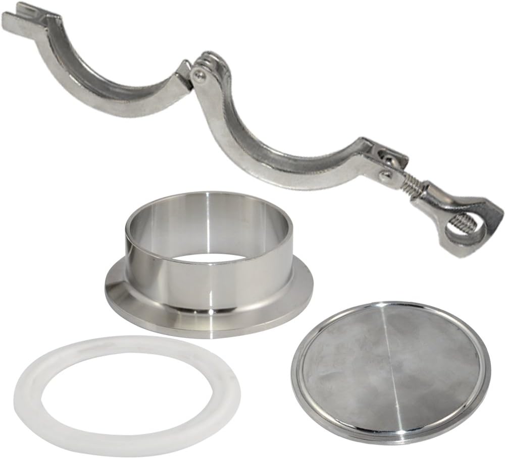 102mm 4" End Cap+4"Weld on Ferrule+4"Tri-clamp+4"PTFE Gasket Sanitary SS316 SET