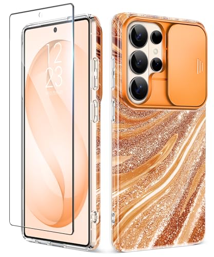 GVIEWIN for Samsung Galaxy S26 Ultra Case with Slide Camera Cover Marble