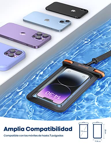 Lamicall Funda Impermeable Móvil - [2 Unidades] IPX8 Bolsa Impermeables Móvil, Cuerda Desmontable y Ajustable, Funda Móvil Estanca para iPhone 17 16 15 14 13 12, Samsung, Huawei, hasta 7" - imagen 6