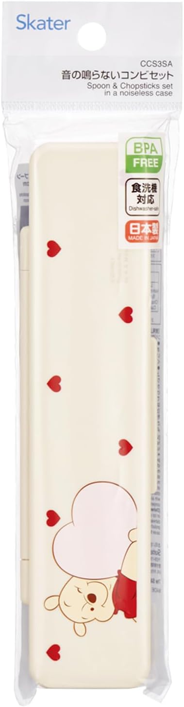 Skater CCS3SA-A Disney Winnie the Pooh Hug & Heart Chopsticks & Spoon Set, For Adults, 7.1 inches (18 cm), No Chatting, Made in Japan image 4