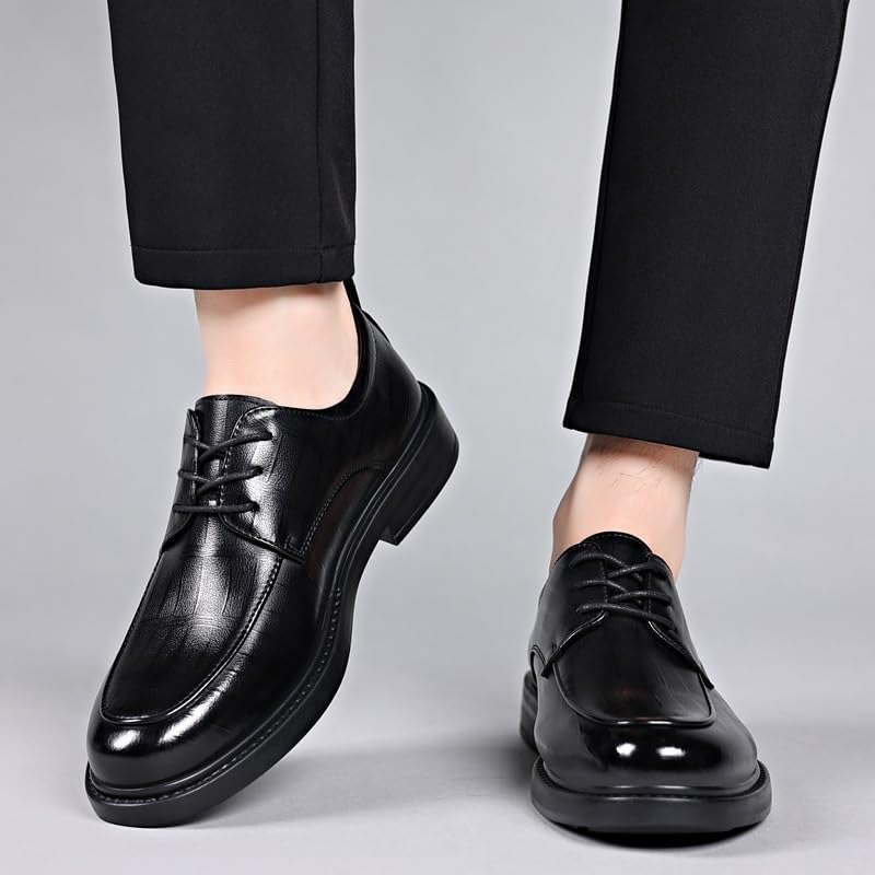 Men’s Office Dress Shoes Classic Oxford Lace-Up Formal Leather Black Wedding Business Footwear for Groom Professional Use4
