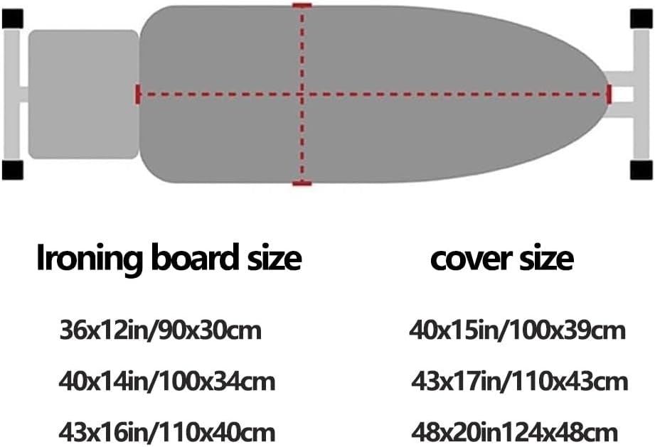 Ironing Board, Iron Cover for Ironing Board, Replacement Cotton for 36x12 40x14 43x16in Boards