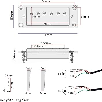 Guitar Humbucker Pickups Set,Double Coil Neck and Bridge Pickup Replacement Parts for LP Electric Guitar (GOLD-1) (GMC89)