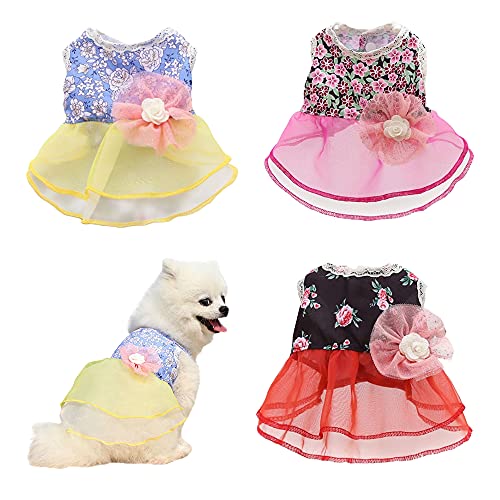 sensiya 3 Packs Dog Dresses for Girls Dog Dresses for Medium Dogs Girl Dog Dresses for Large Dogs Girl Cats and Dog Wedding Dress Puppy Clothes for Small Dogs Girl Dog Tutu (Small)