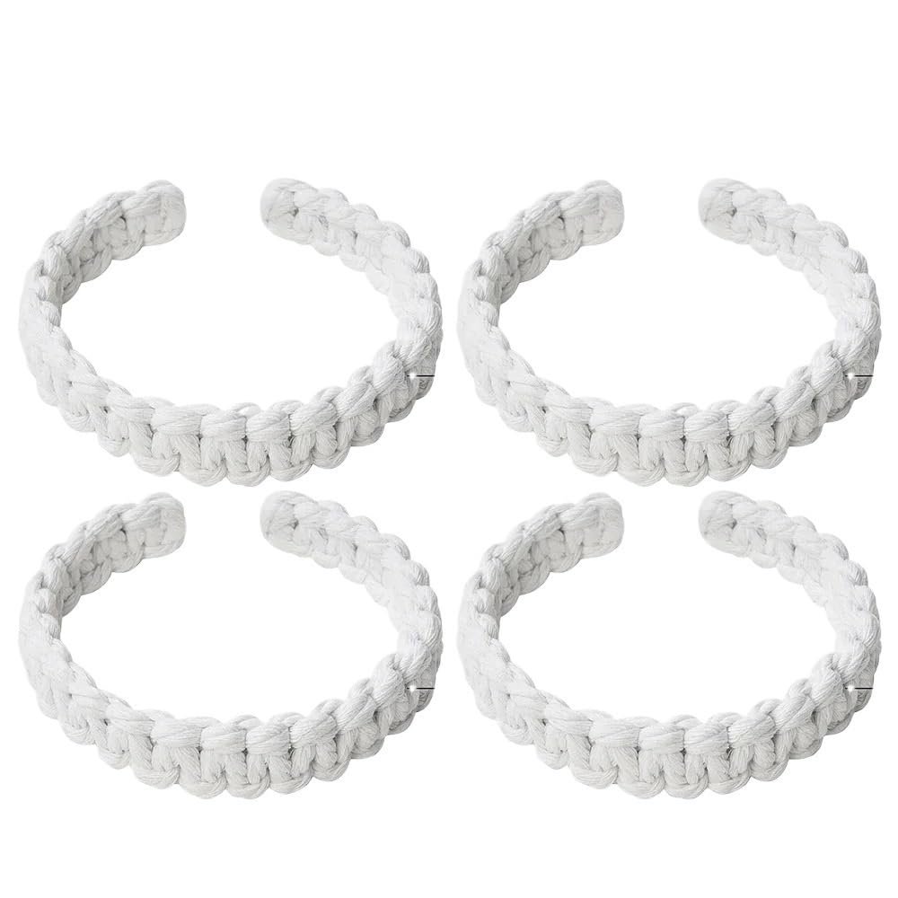 Jute Braided Curtain Holdback Rope Tiebacks For Decorative Holdbacks Fashion Woven Hanging Home Decor(White-4PCS)