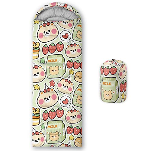 Bolsa de dormir Datura home para niños, diseño de oso caricatura, ligera, cálida, impermeable, resistente al frío para camping y senderismo (Oso 32"x90") miniatura 1