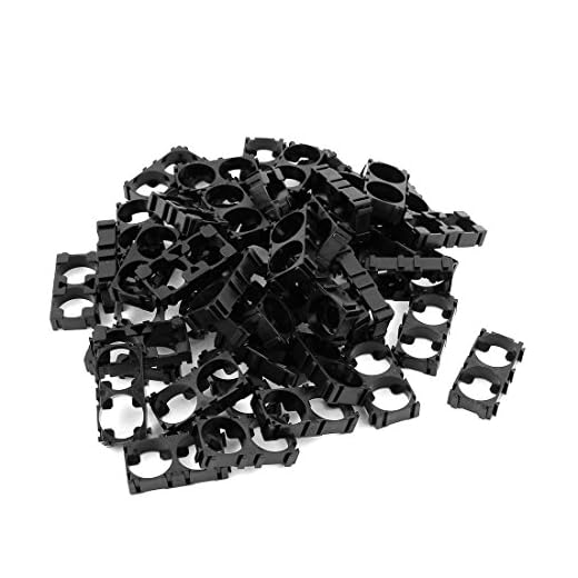 Copapa 50pcs Black 18mm /0.7" Hole 18650 Lithium Battery Double Holder Bracket for DIY Battery Pack